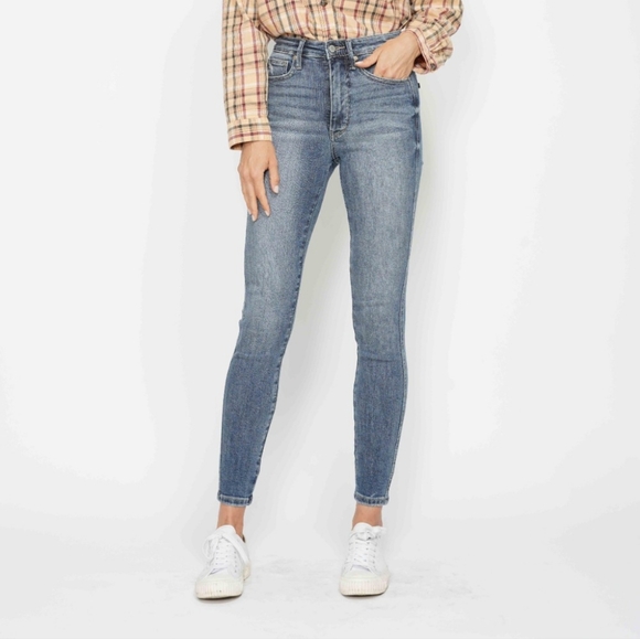 Skinny Judy Blue High-Rise Tummy Control Stretch Denim Jeans Slim Ankle Pants - Picture 9 of 15